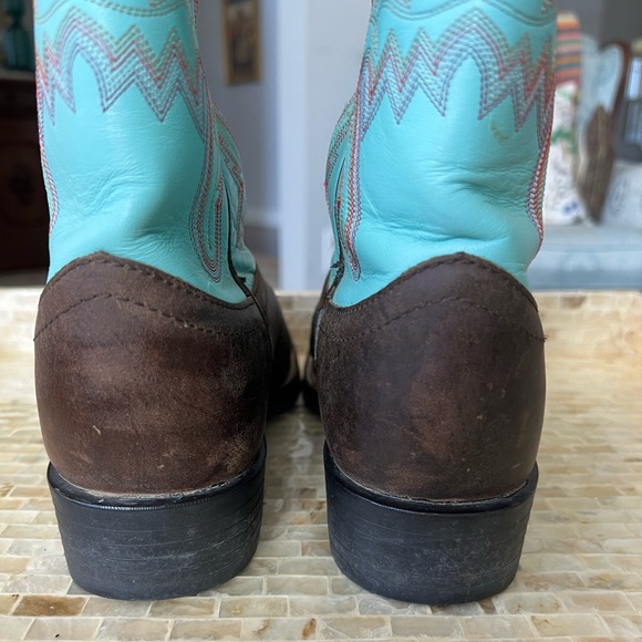 Justin L4853 AQHA Ladies Western Boot in Turquoise/Brown size 8 - Picture 10 of 14